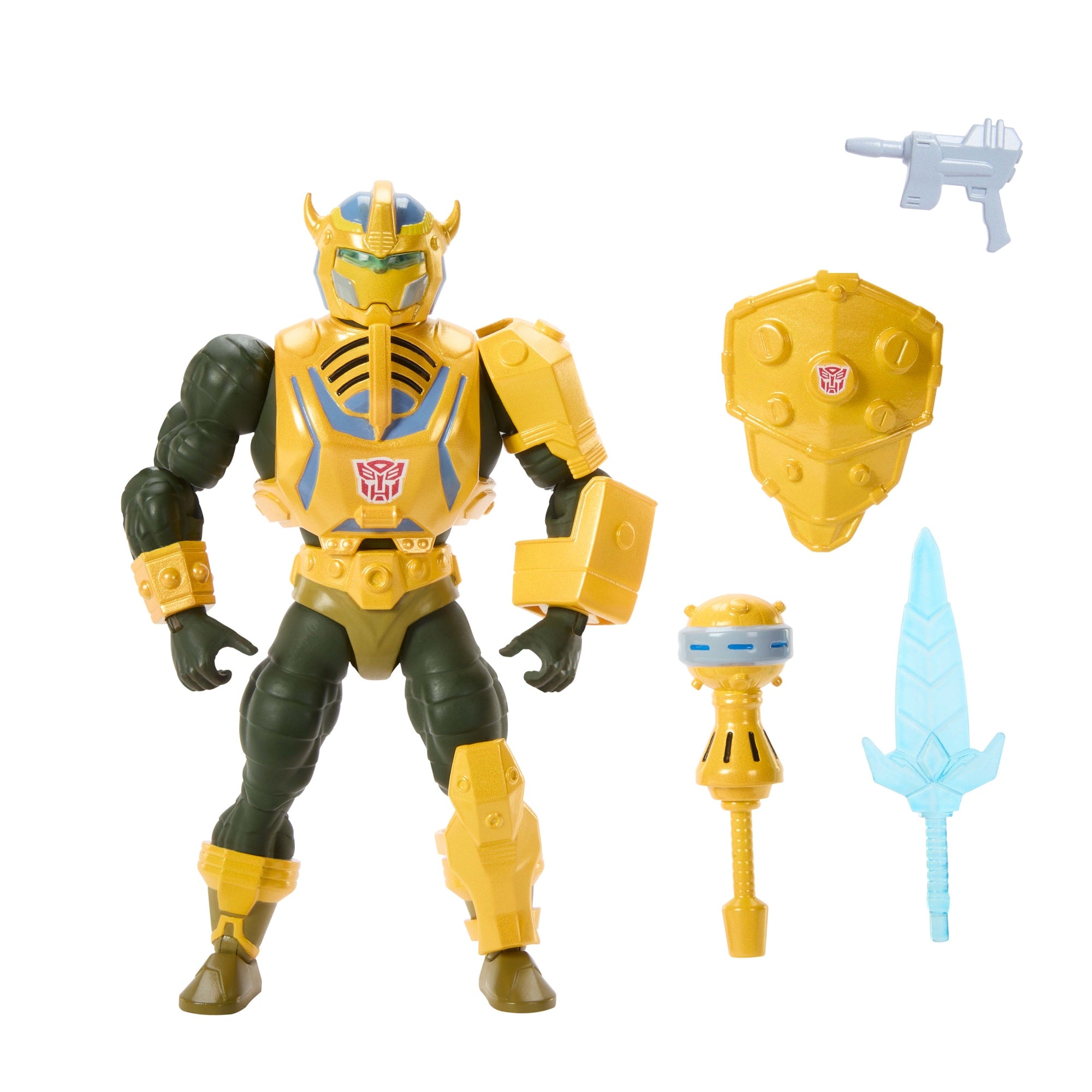 fisher price Masters Of Universe Origins & Transformers Bumblebee Armor Man At Arms Action Figure, MOTU 5.5 Inch Toy